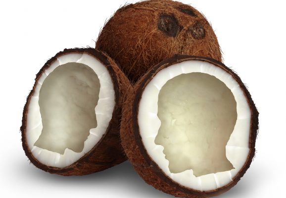 coconuts with head cutouts for MCT oil